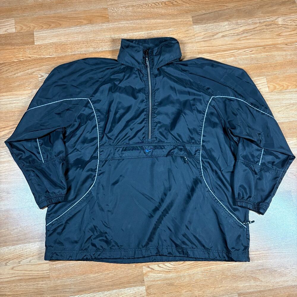 Vintage Y2K Nike 1/4 Zip Pullover Anorak Windbreaker Jacket XXL Mens Black